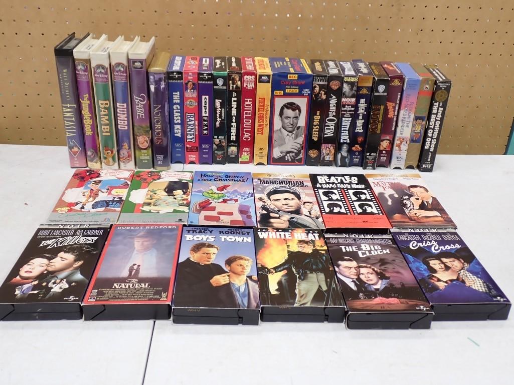 Lot of assorted Movies including Walt Disney VHS, Cary Grant, Dr. Seuss, The Natural, Andy Griffith (1 of 9)