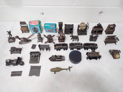Lot of Assorted Mini Die-Cast Metal Pencil Sharpeners including Slot Machine, Phone, Trains, Roadrun: Lot of Assorted Mini Die-Cast Metal Pencil Sharpeners including Slot&#160;Machine, Phone, Trains, Roadrunner, Windmill, etc. All pictures are considered part of the description and should be examined