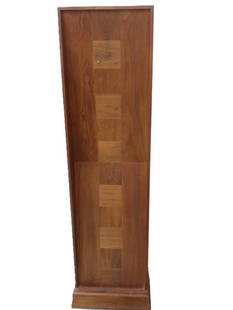 Danish Modern Wooden Case of sorts - the top and bottom are closer to the front and the middle: Danish Modern Wooden Case of sorts - the top and bottom are closer to the front and the middle slants in towards the back.  May be for some sort of clock.  If anything, it's good firewoo