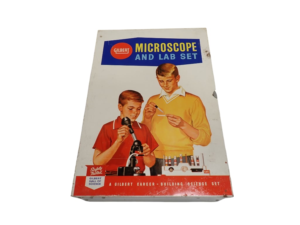 Vintage Gilbert Microscope and Lab Set in a Metal Box (1 of 10)