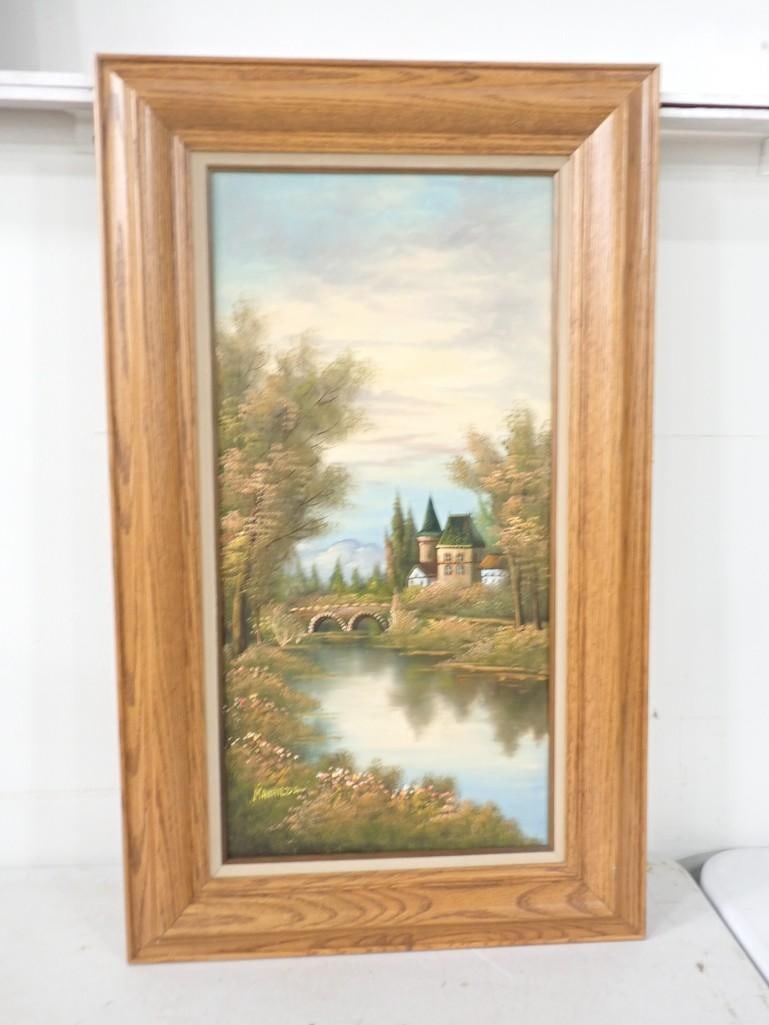 Framed River Scene Painting Signed Mathilda (1 of 5)