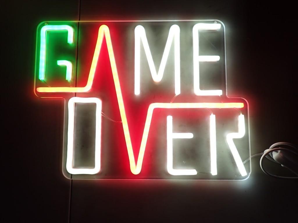 Game Over Light Up Sign - it works!: Game Over Light Up Sign - it works! All pictures are considered part of the description and should be examined carefully by bidders. Live Auctioneers is now offering Live Shipping through them. 