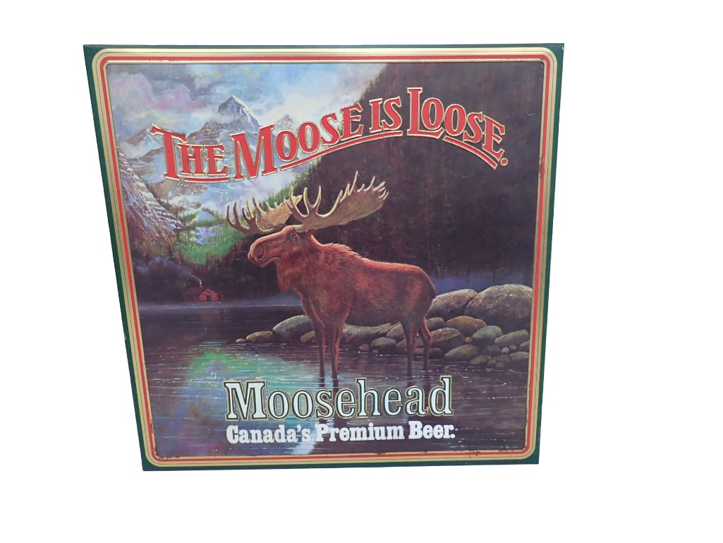 Moosehead Beer Sign The Moose is Loose Embossed Metal Advertising Bar Sign (1 of 2)