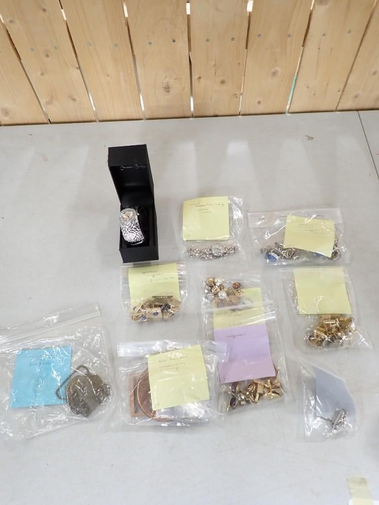 Lot of assorted Belt Buckles, Cufflinks, Watches, Costume Jewelry, etc. (1 of 10)