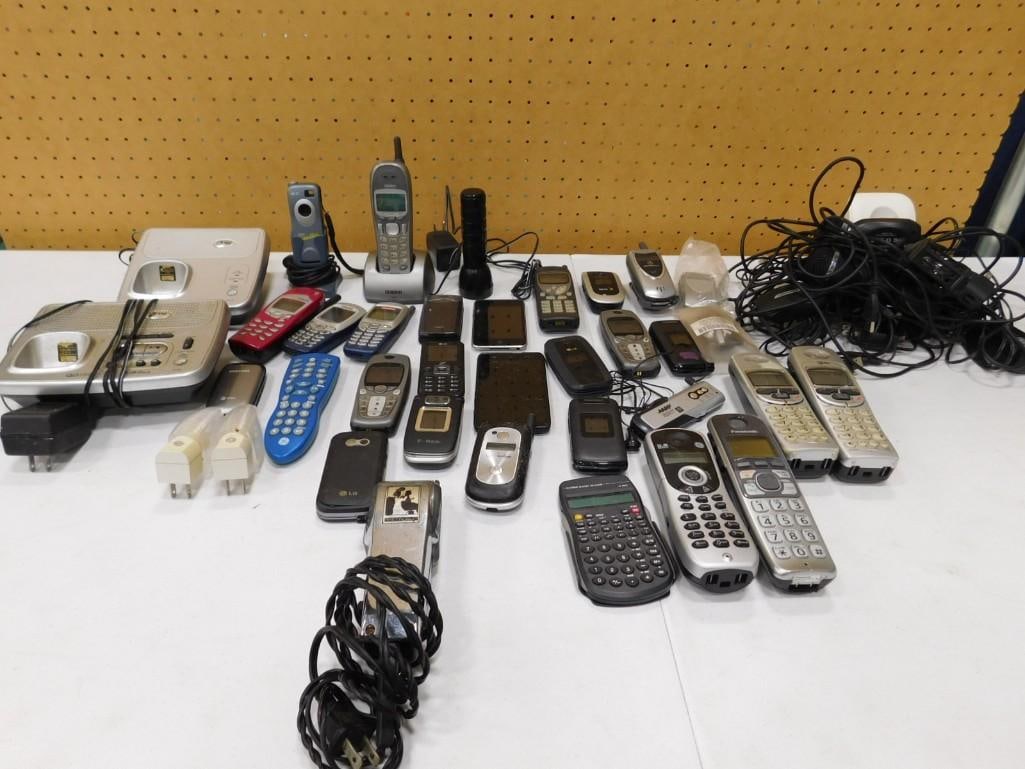 Electronics Lot including Vintage Cellphones, Cordless Phones, Calculators, Cords, etc. (1 of 7)