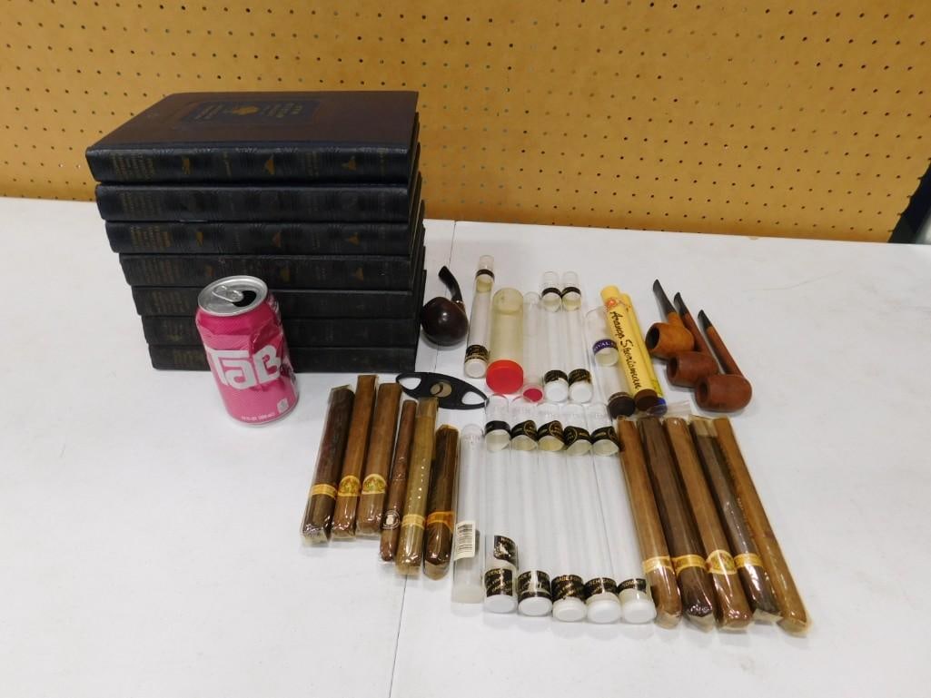 Misc. Lot including Vintage Pictorial WWII Books, Tobacco Pipes, Cigar Tubes, etc. (1 of 5)