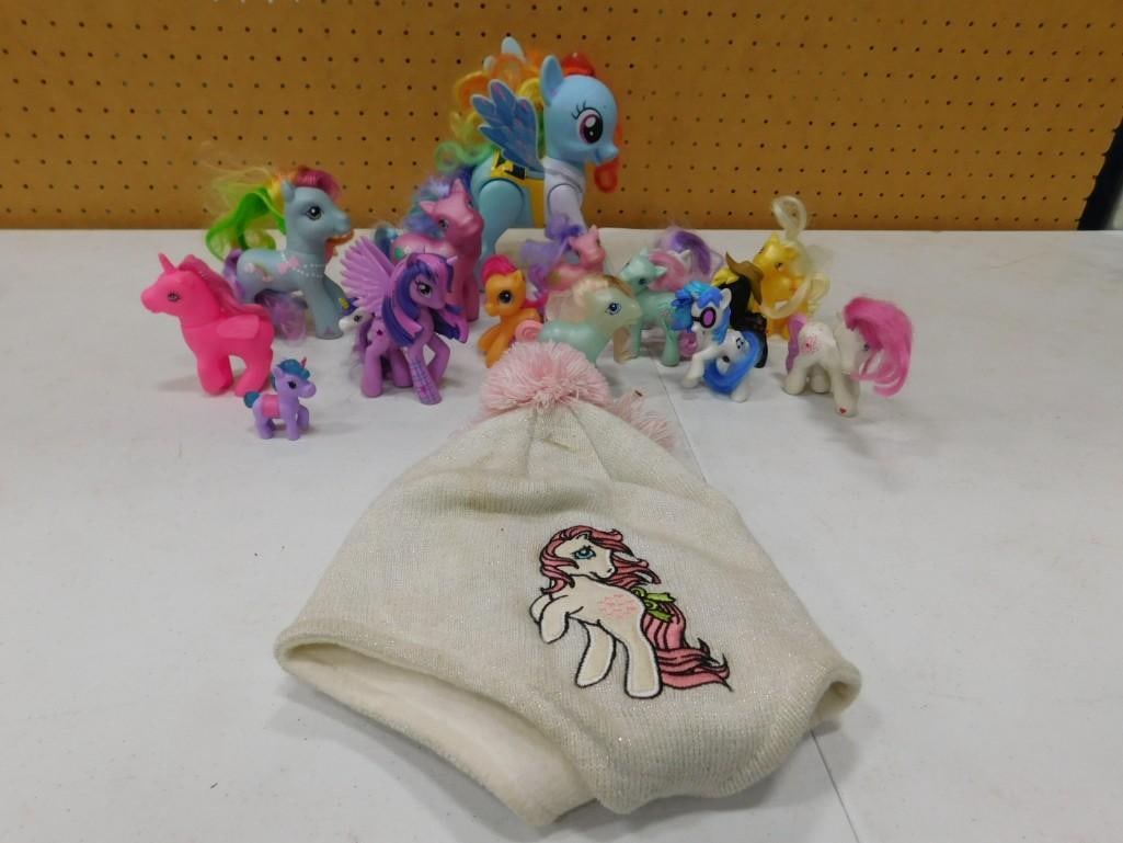 Lot of assorted My Little Pony Figurines and a Pom Pom Hat (1 of 6)