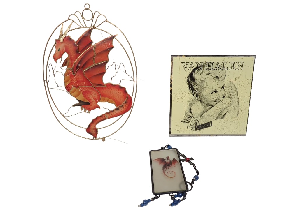 Mini Dragon Stained Glass, Van Halen Carnival Mirror, Another Dragon Item (1 of 5)