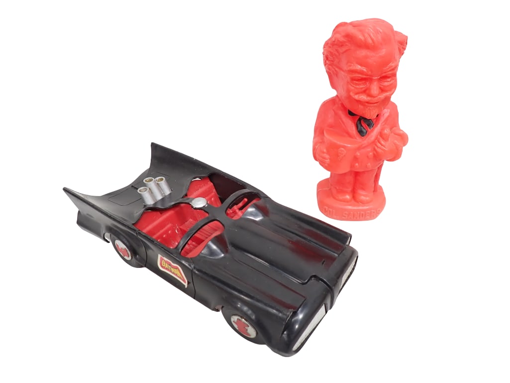 Vintage Mego Batmobile and KFC Colonel Sanders Bank Blow Mold (1 of 15)