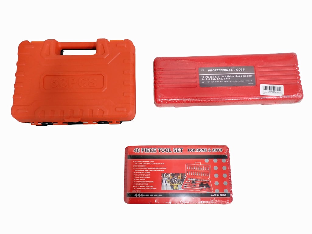 3 Tool Sets incl 11 Pc 1/2 inch Drive Deep Impact Socket Set New and Sealed, 46 Pc Tool Set for Home (1 of 6)