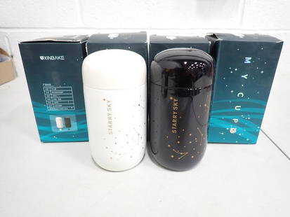 4 Xinbake Stainless Steel Insulated Travel Cups New in Box incl 2 Black and 2 White: 4 Xinbake Stainless Steel Insulated Travel Cups New in Box incl 2 Black and 2 White All pictures are considered part of the description and should be examined carefully by bidders. Live Auctioneers