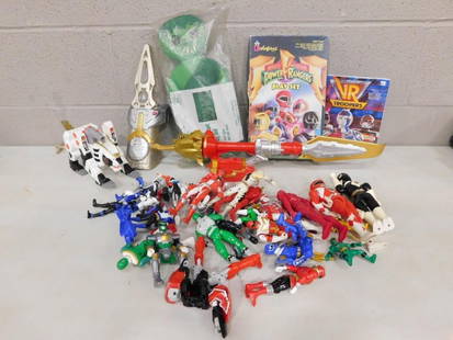 Toy Lot including Mostly Power Rangers Action Figures, accessories, Jolly Green Giant Plush, etc.: Toy Lot including Mostly Power Rangers Action Figures, accessories, Jolly Green Giant Plush, etc.   All pictures are considered part of the description and should be examined carefully by bidders.  Li