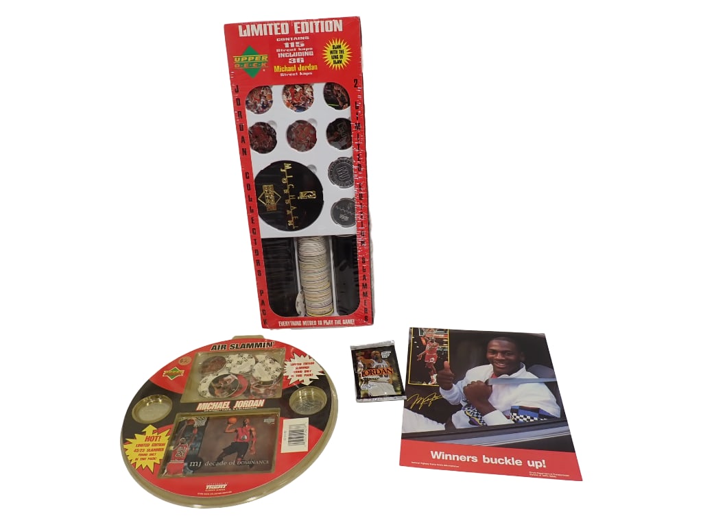 Michael Jordan Lot incl Michael Jordan Upper Deck Street Kaps, Milk Caps, Air Slammin, (1 of 7)