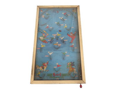 Vintage Poosh M Up Big 5 Baseball Tabletop Pinball Game: Vintage Poosh M Up Big 5 Baseball Tabletop Pinball Game  All pictures are considered part of the description and should be examined carefully by bidders.  Live Auctioneers is now offering Live Shippin