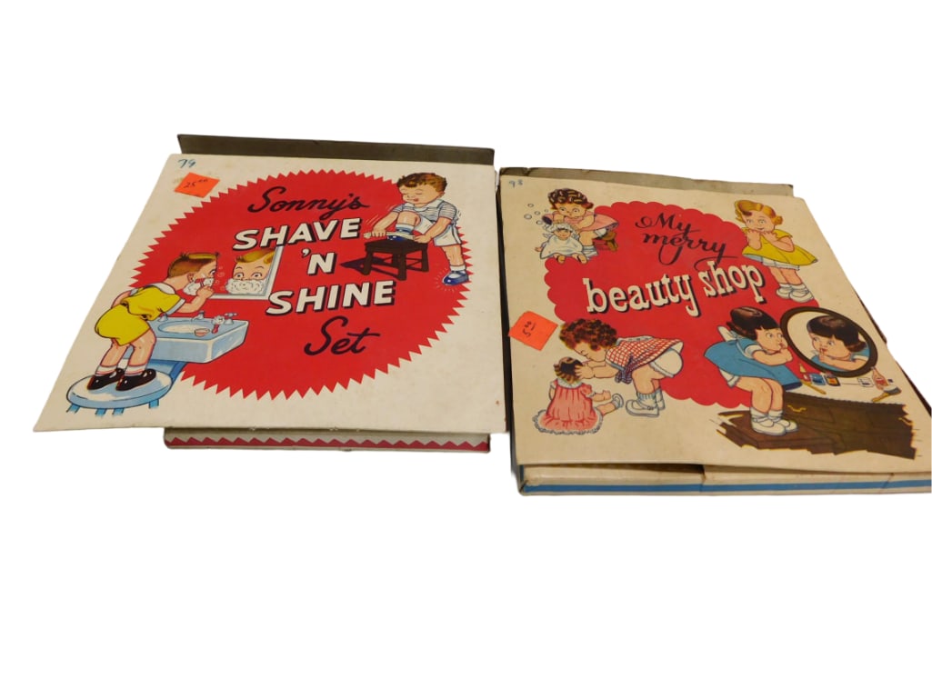 2 Vintage Toys incl Sonny's Shave 'N Shine Set and My Merry Beauty Shop: 2 Vintage Toys incl Sonny's Shave 'N Shine Set and My Merry Beauty Shop . Both are in original boxes. Beauty shop appears to be missing a couple of things. Includes only what you see