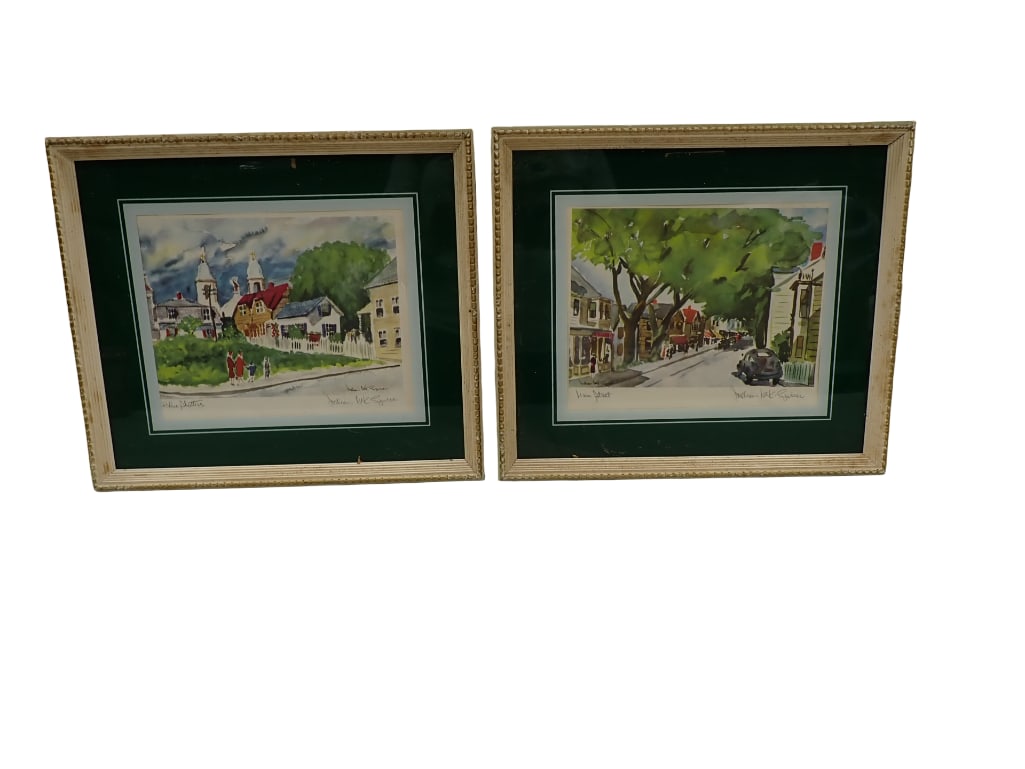 Pair of Pencil Signed Prints - William K Spirin - Blue Shutters and Main Street - each measure rough (1 of 9)