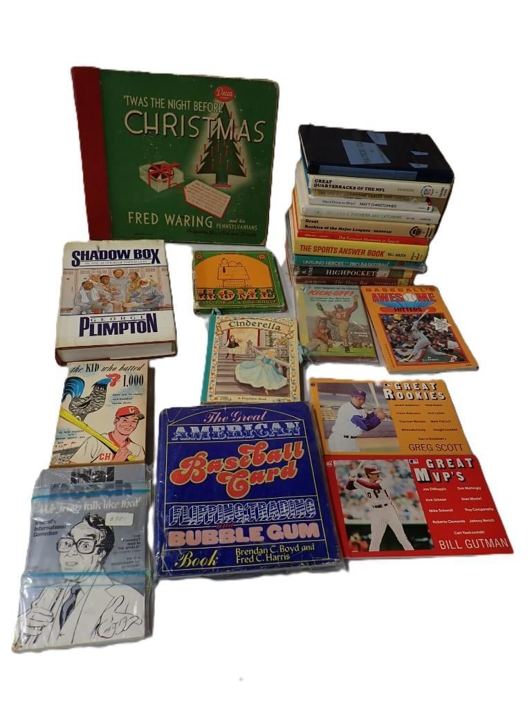 Vintage Book Lot including Sports, Hard Cover, Baseball, Cinderella, Night Before Christmas, etc.: Vintage Book Lot including Sports, Hard Cover, Baseball, Cinderella, Night Before Christmas, etc. All pictures are considered part of the description and should be examined carefully by bidders. Live 
