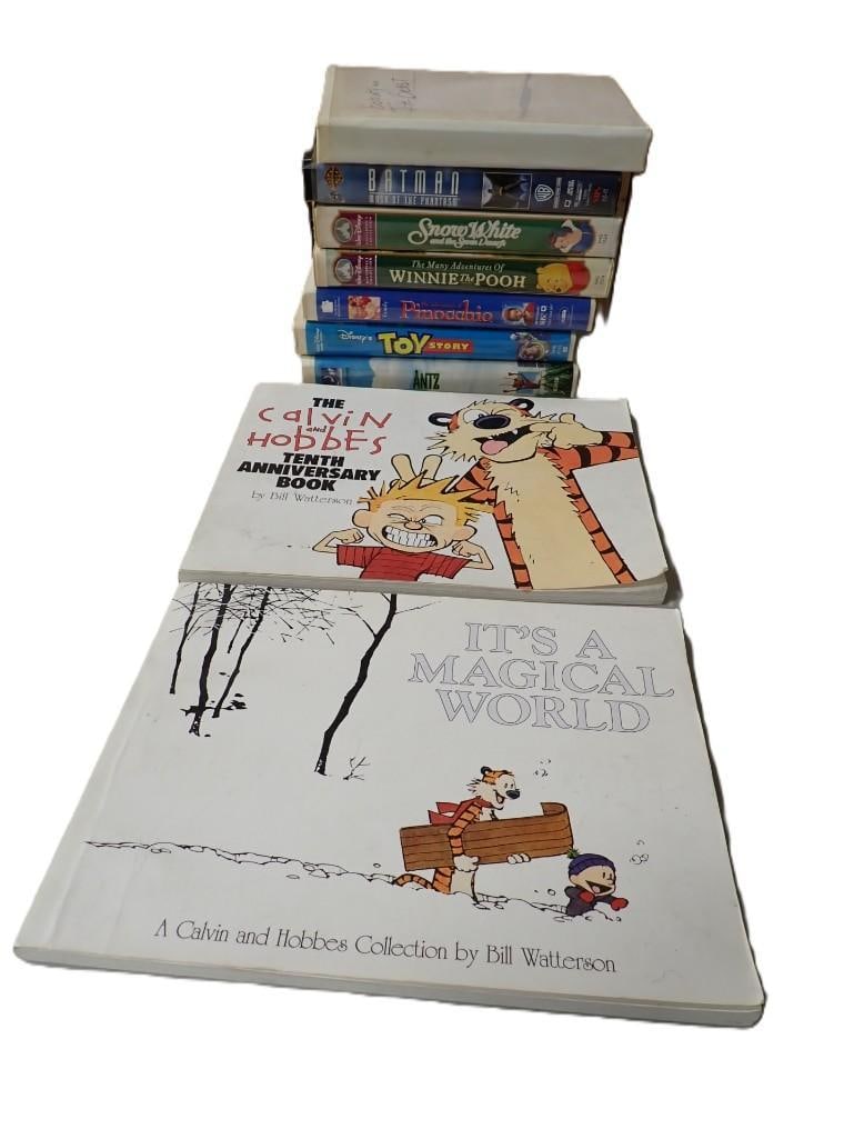 Movie and Book lot including Calvin and Hobbs, Walt Disney, Batman, Antz, Toy Story, Snow White, etc (1 of 4)