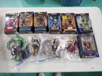 Action Figures Lot incl New in Package Marvel's Falcon, Ulysses Klaue, Erik Killmonger, Hulk, Loki,: Action Figures Lot incl New in Package Marvel&#39;s Falcon, Ulysses Klaue, Erik Killmonger, Hulk, Loki, Marvel Mystic Rivals, Infinity Saga Odin, plus assorted loose action figures  All pictures are c