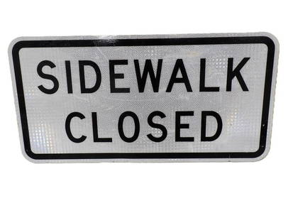 Metal Sidewalk Closed Street Sign - Measures roughly 24x12": Metal Sidewalk Closed Street Sign - Measures roughly 24x12&#34; All pictures are considered part of the description and should be examined carefully by bidders. Live Auctioneers is now offering Live S