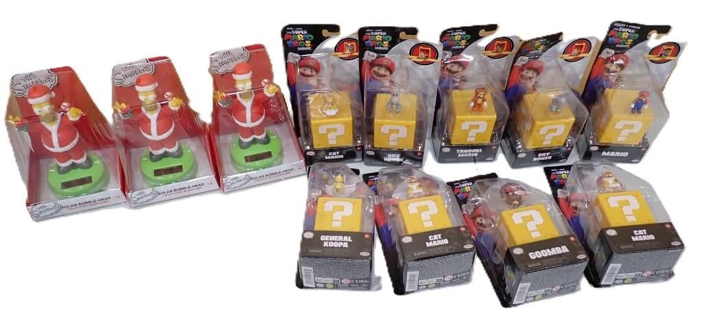 New in Package Super Mario Bros and Homer Simpson Toys - Solar Bobble-Heads and Super Mario Movie Fi (1 of 5)