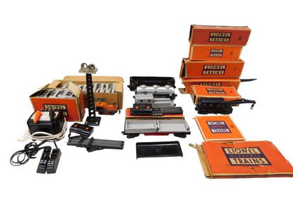 Lionel O Scale Train Lot including Trains, Accessories, Transformer, some Boxes, etc.: Lionel O Scale Train Lot including Trains, Accessories, Transformer, some Boxes, etc. All pictures are considered part of the description and should be examined carefully by bidders. Live Auctioneers