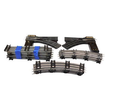 Lot of O Scale Model Train Track including Lionel Remote Control No 022 Switches: Lot of O Scale Model Train Track including Lionel Remote Control No 022 Switches All pictures are considered part of the description and should be examined carefully by bidders. Live Auctioneers is no