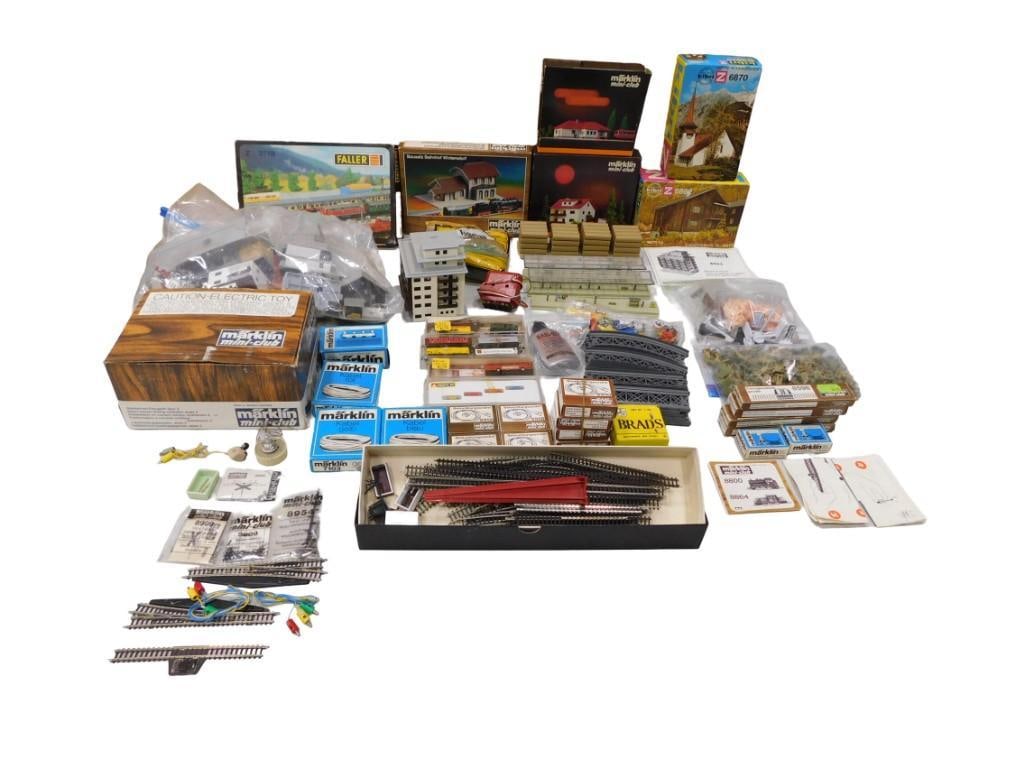 Model Train Accessories Lot including Z Scale, Models, Track, Lights, Faller, Kibri, Marklin, etc: Model Train Accessories Lot including Z Scale, Models, Track, Lights, Faller, Kibri, Marklin, etc All pictures are considered part of the description and should be examined carefully by bidders. Live