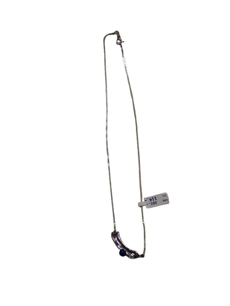 Hans Henrik Nygaard Danish Sterling Silver and Lapis Bead Necklace Wt: 5.4 Grams Length 16" (1 of 5)