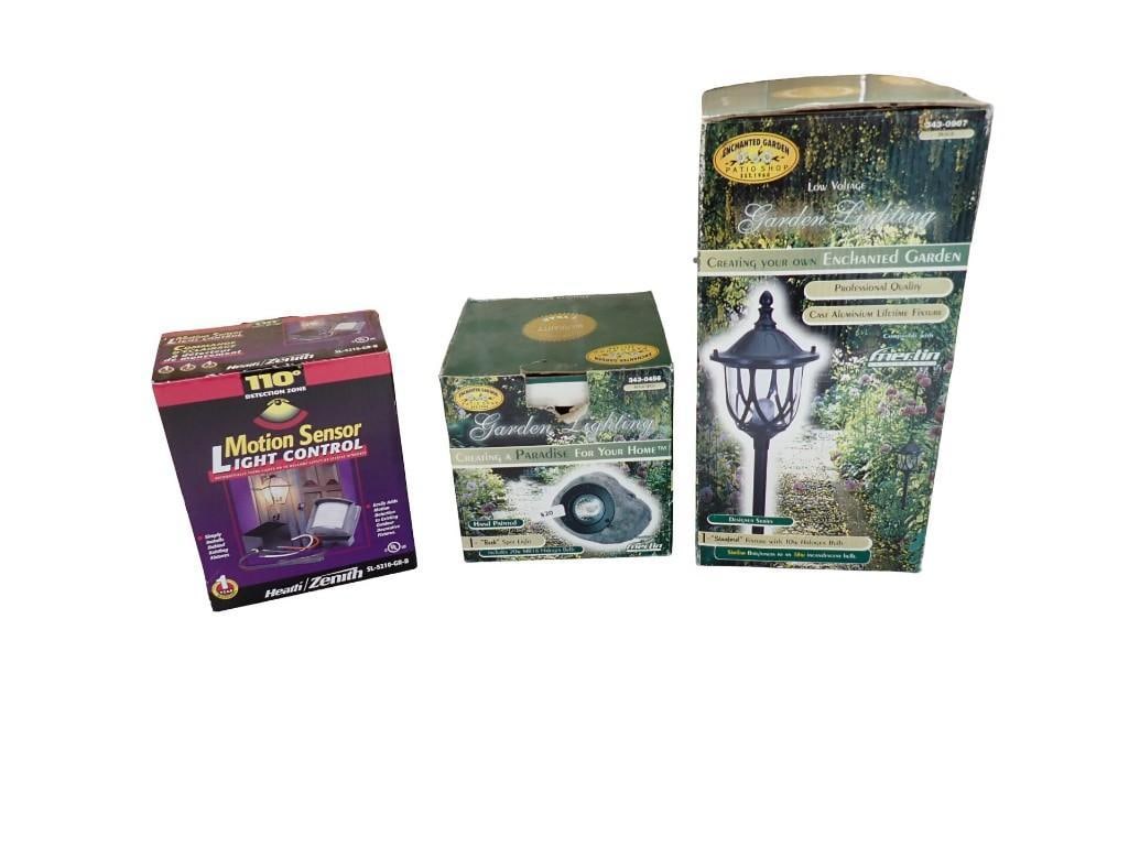 3 Boxed Exterior Lights incl 1 Enchanted Garden "Stanford" Cast Aluminum Light (1 of 3)