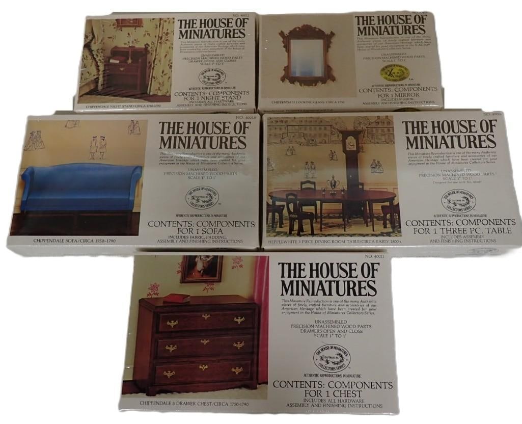 Lot of 5 House of Miniatures Furniture Sets: Lot of 5 House of Miniatures Furniture Sets All pictures are considered part of the description and should be examined carefully by bidders. Live Auctioneers is now offering Live Shipping through them