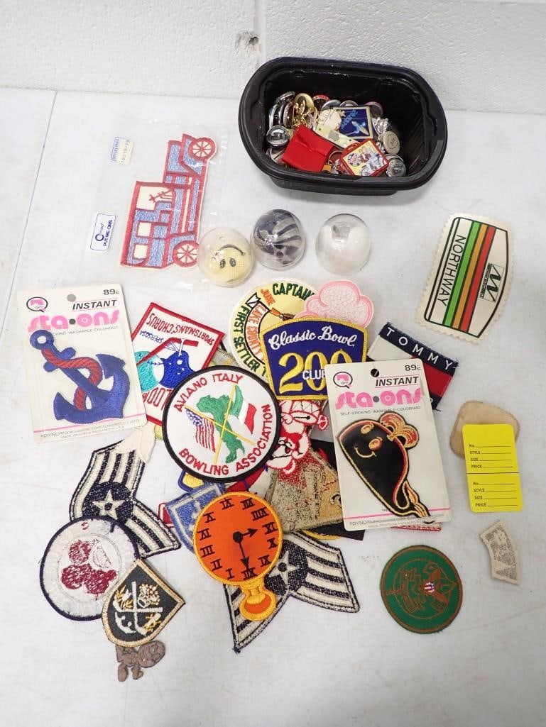 Lot of Vintage Sew on or Iron on Patches including Bowling, also some buttons: Lot of Vintage Sew on or Iron on Patches including Bowling, also some buttons All pictures are considered part of the description and should be examined carefully by bidders. Live Auctioneers is now o
