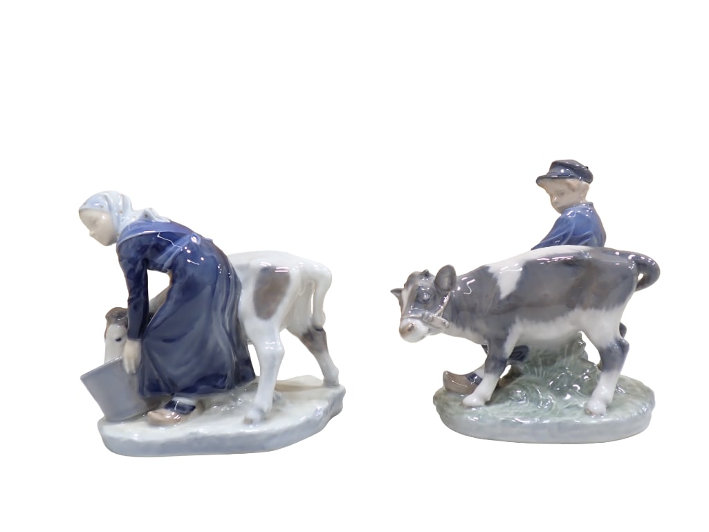 2 Royal Copenhagen Denmark Porcelain Figurines incl Boy with Calf and Girl with Calf (1 of 13)