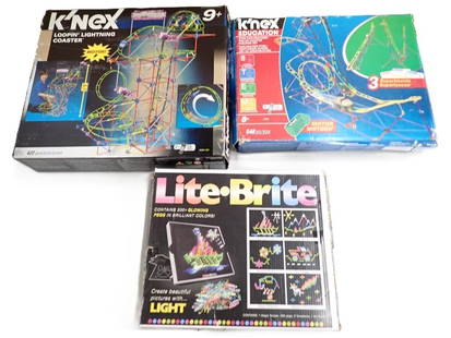 Vintage Toys including K'Nex Sets and a Lite Brite: Vintage Toys including K&#39;Nex Sets and a Lite Brite  All pictures are considered part of the description and should be examined carefully by bidders. Live Auctioneers is now offering Live Shipping