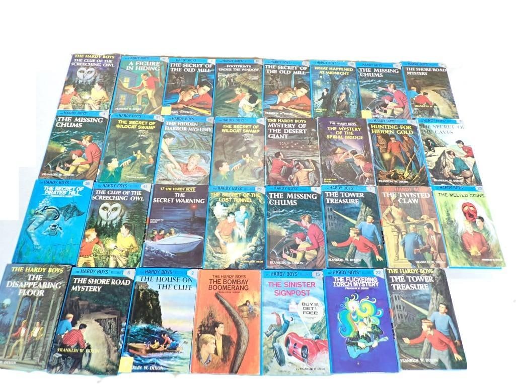 Lot of 31 Vintage hardy Boys' Mystery Books - Hardcover: Lot of 31 Vintage hardy Boys' Mystery Books - Hardcover All pictures are considered part of the description and should be examined carefully by bidders. Live Auctioneers is now offering Live Shipp