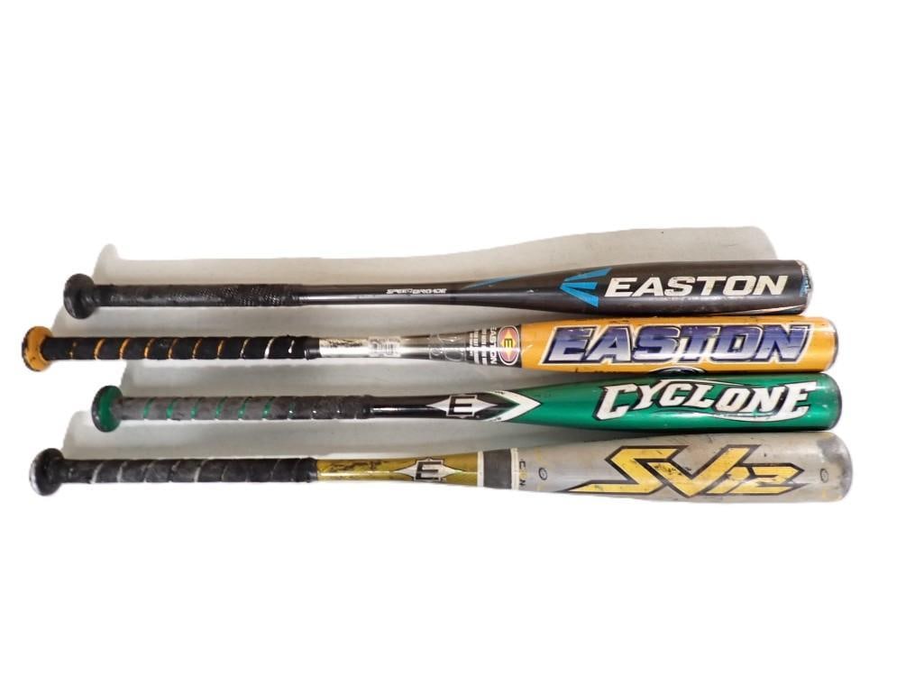 Lot of 4 Easton Aluminum Baseball Bats: Lot of 4 Easton Aluminum Baseball Bats All pictures are considered part of the description and should be examined carefully by bidders. Live Auctioneers is now offering Live Shipping through them.