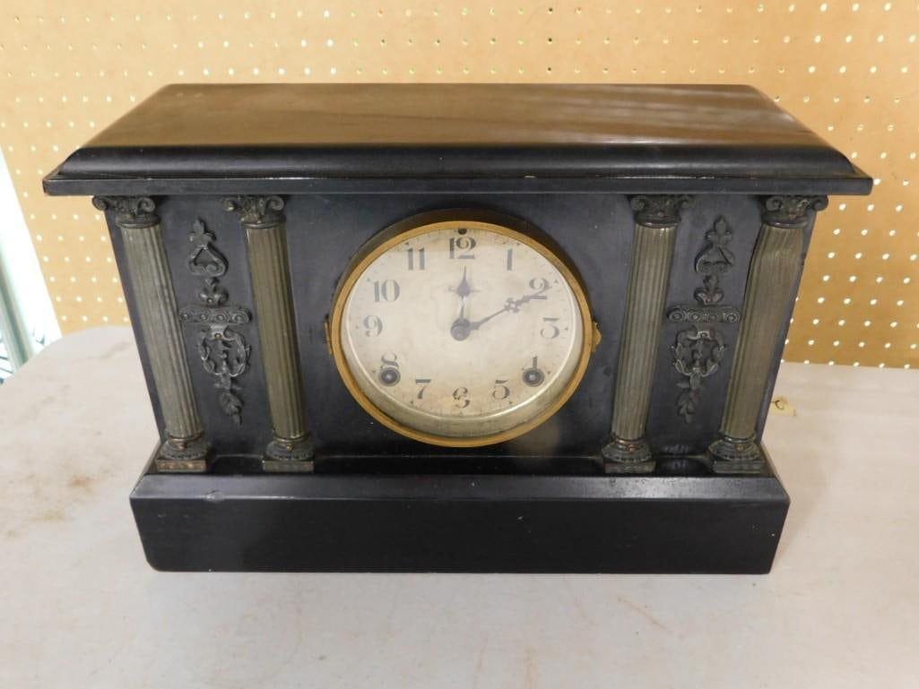 Vintage or Antique Ingraham Mantel clock - needs key, but mechanism looks okay (1 of 12)