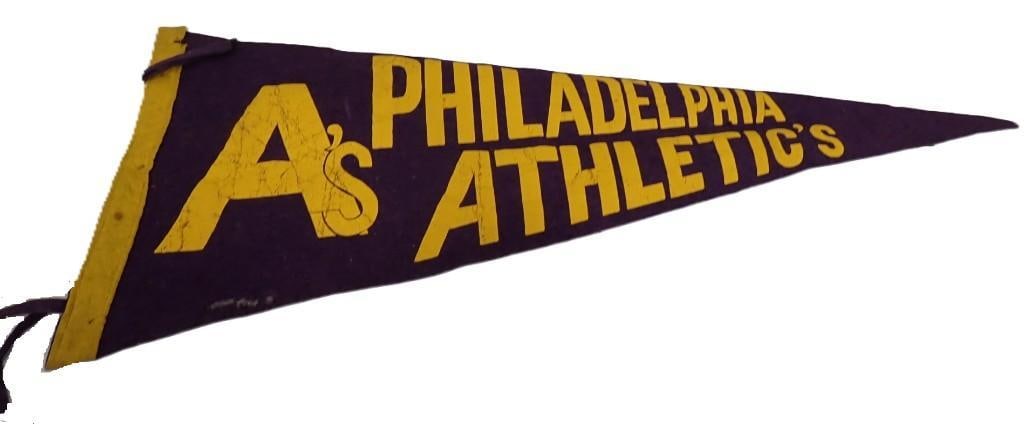 1930's Philadelphia Athletic's / A's Baseball Pennant: 1930's Philadelphia Athletic's / A's Baseball Pennant - All pictures are considered part of the description and should be examined carefully by bidders. Live Auctioneers is now offer