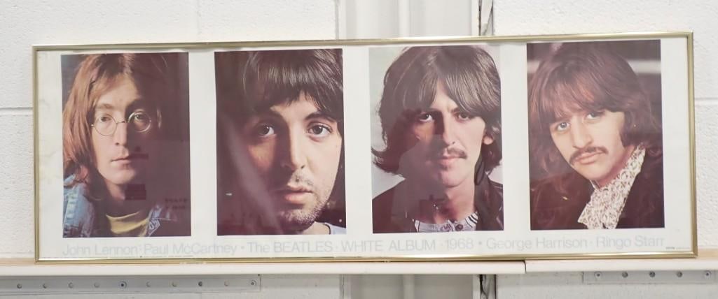 Framed Beatles White Album Print: Framed Beatles White Album Print Featuring John, Paul, George and Ringo - in that order. Measures roughly 3 Feet Long All pictures are considered part of the description and should be examined c