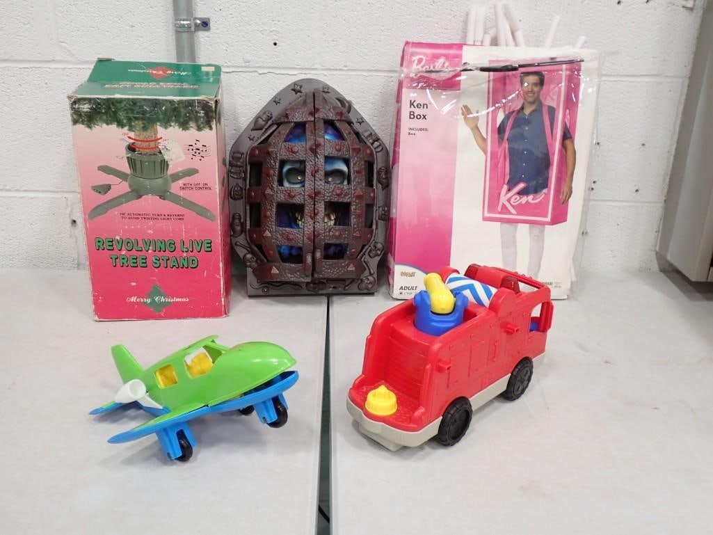Misc. Lot including Revolving Christmas Tree Stand, Ken Box Halloween Costume, Halloween Pop Out (1 of 13)