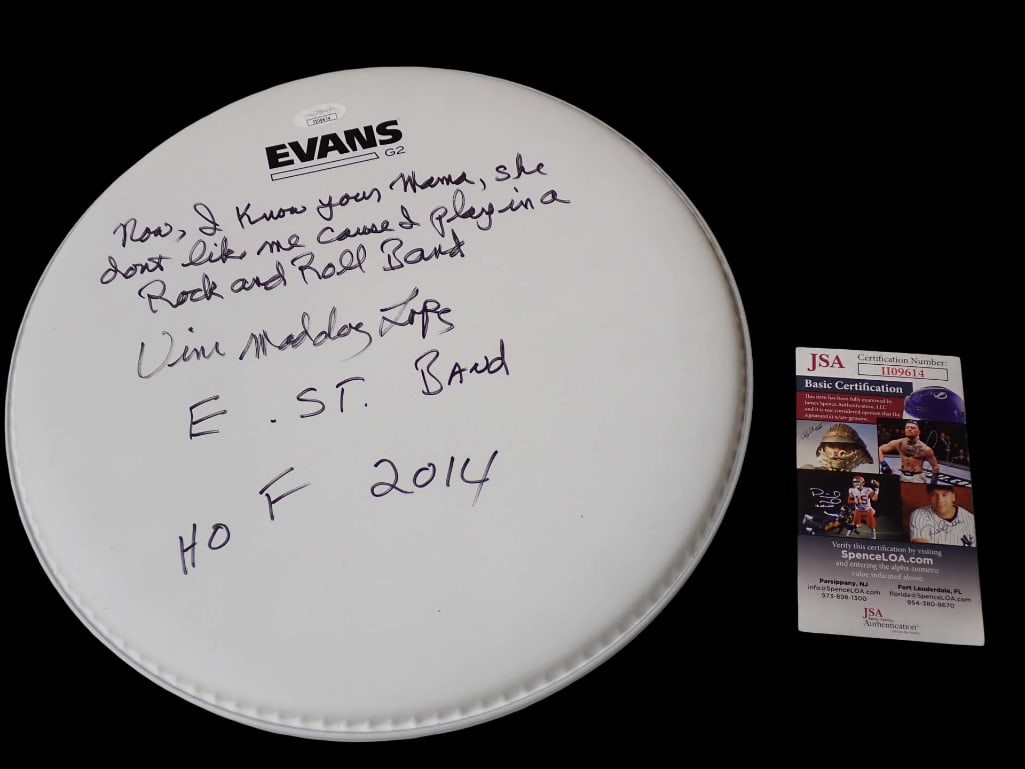 Vini Lopez Mad Dog E Street Band Signed Drum Head with JSA COA (1 of 7)
