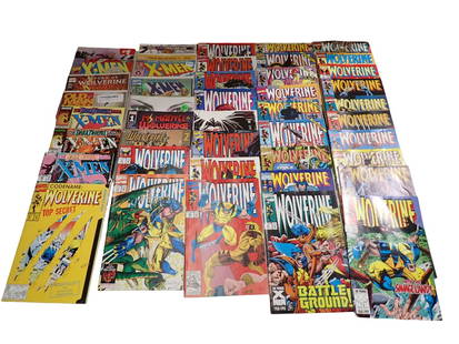 43 Comic Books incl Wolverine, X-Men, Ms Marvel & Wolverine, etc: 43 Comic Books incl Wolverine, X-Men, Ms Marvel &amp; Wolverine, etc Each measures 6.625 inches wide by 10.25 inches high   All pictures are considered part of the description and should be examined c