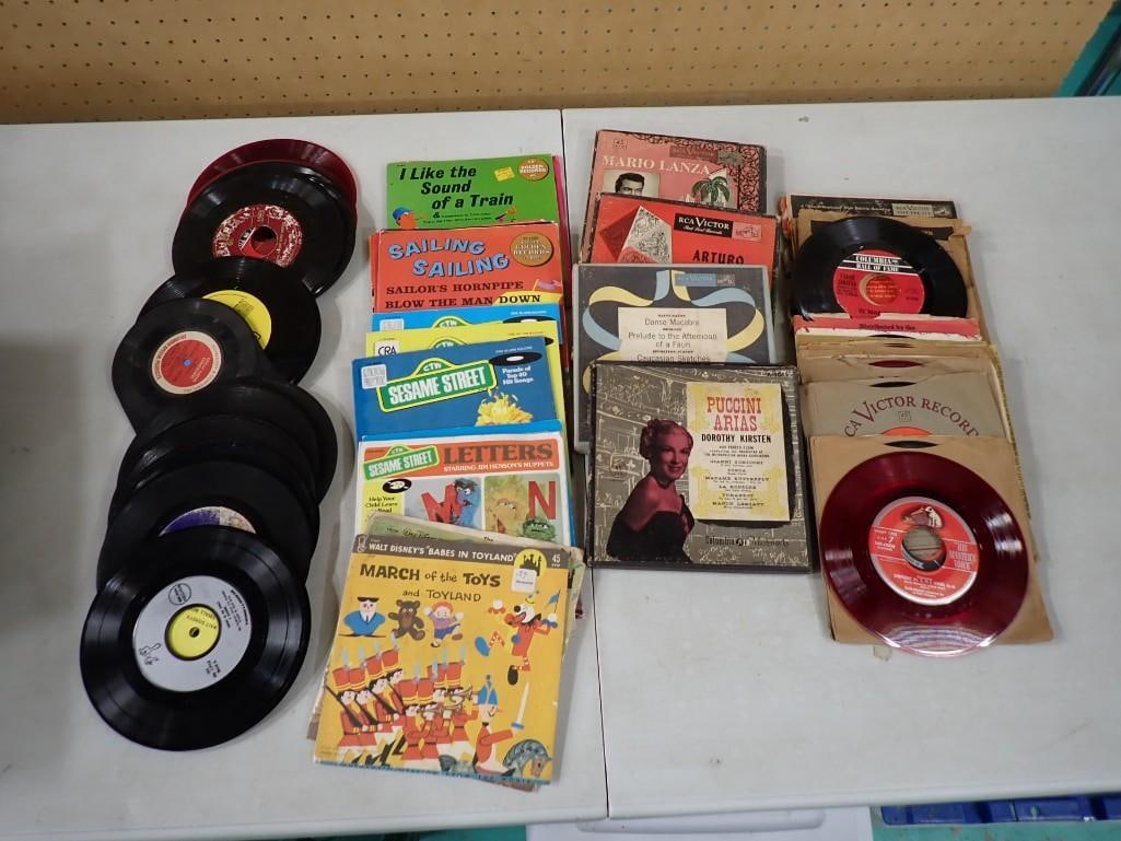 Lot of 45 RPM Vinyl Records incl Disney Sesame Street, Doris Day, Classical, Etc (1 of 6)