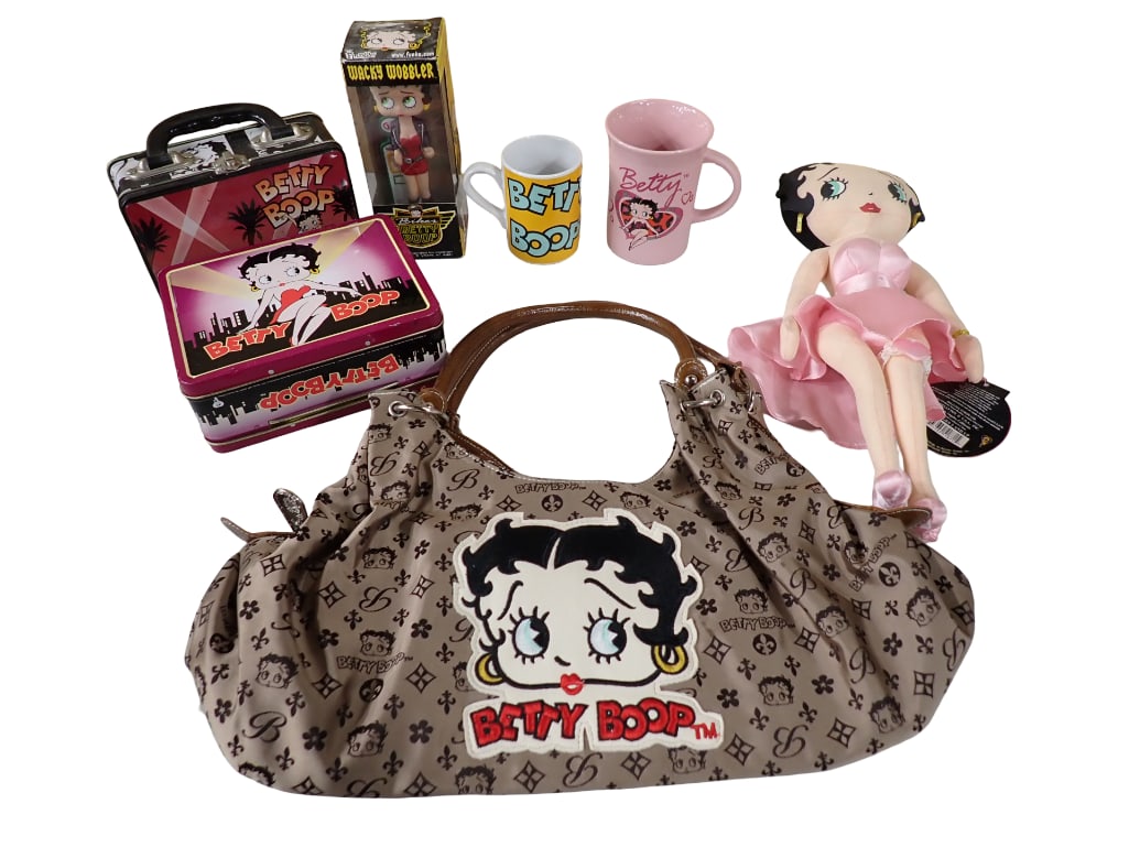 Betty Boop Lot incl Doll, Purse, Metal Lunchboxes, Wacky Wobbler, Mugs: Betty Boop Lot incl Doll, Purse, Metal Lunchboxes, Wacky Wobbler, Mugs. Wacky Wobbler is in the original box. Doll is new with tag. All pictures are considered part of the description and 