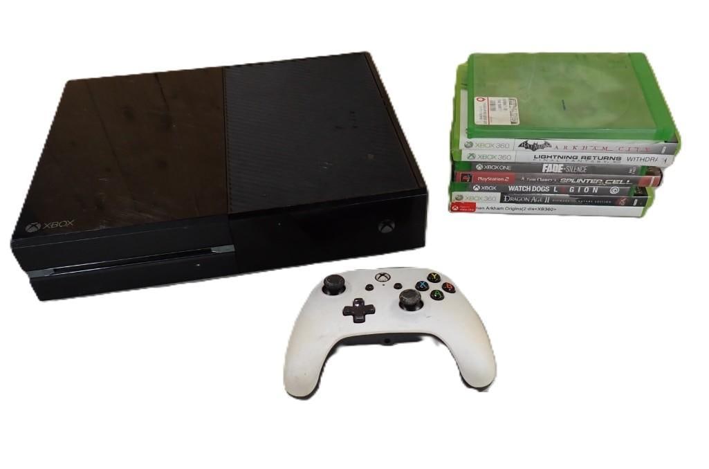 Microsoft XBox lot including System, Controller, Games - Batman, Fade in Silence, Splinter Cell, (1 of 7)