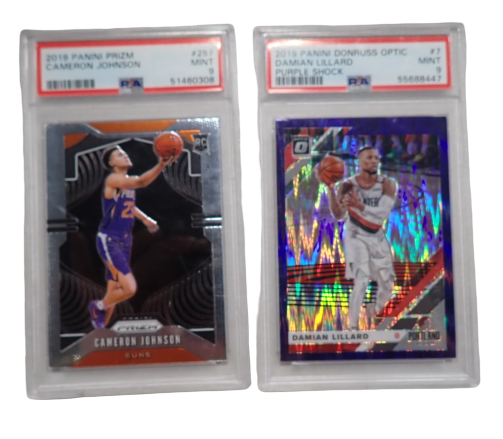 Graded Basketball Cards - 2019 Panini Prizm Cameron Johnson PSA 9, Damian Lillard Purple Shock PSA 9 (1 of 2)