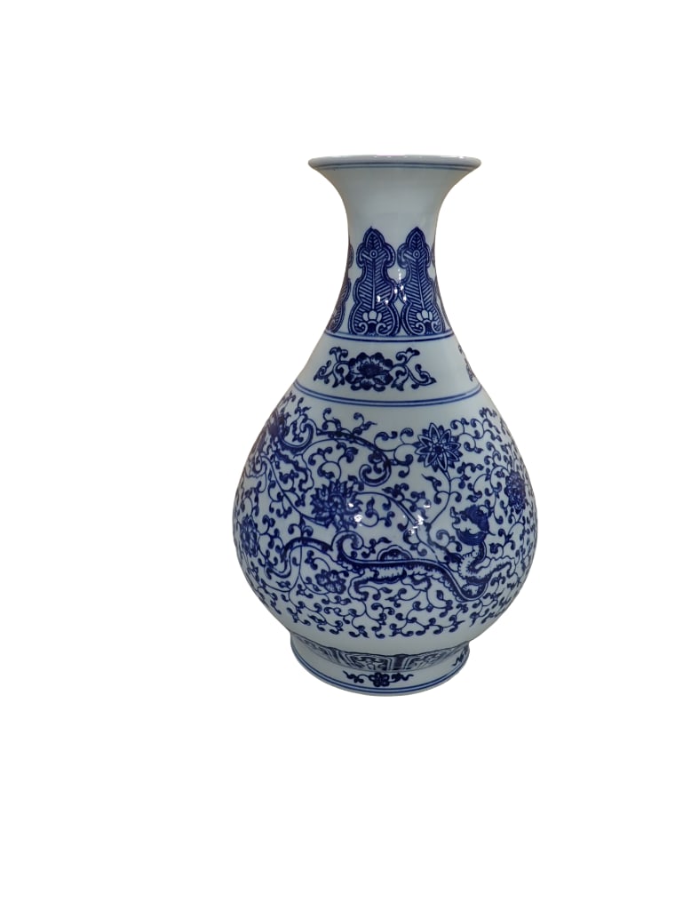 Blue and White Pottery Vase Asian Style: Blue and White Pottery Vase Asian Style All pictures are considered part of the description and should be examined carefully by bidders. Live Auctioneers is now offering Live Shipping through them. Th