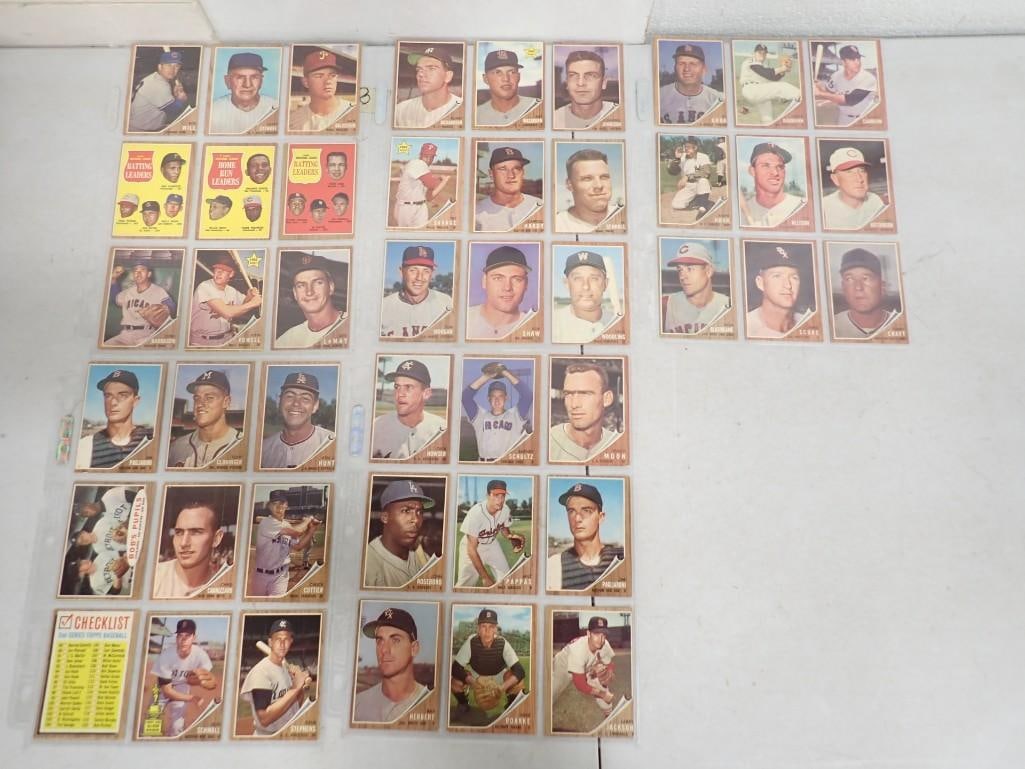 1962 Topps Baseball Cards 45 Total incl Casey Stengel - HOF, Boog Powell - RC, Bobby Richardson, (1 of 9)