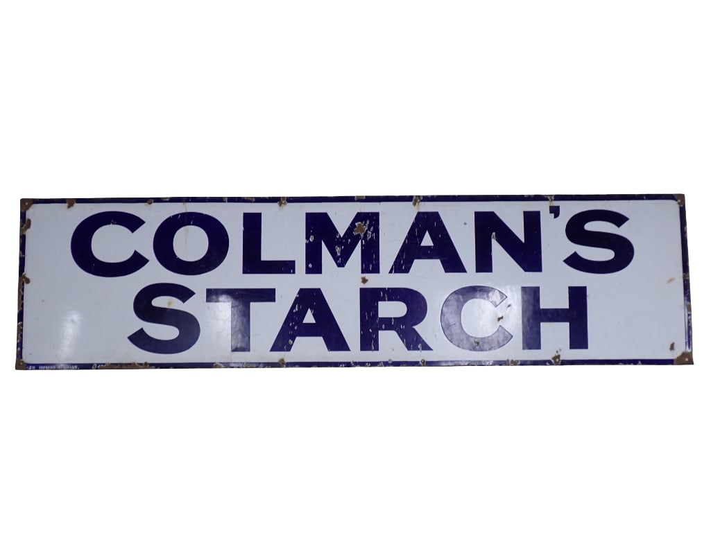 Antique 1928 Colman's Starch Porcelain Sign 62"x16" (1 of 9)