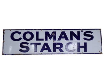 Antique 1928 Colman's Starch Porcelain Sign 62"x16"